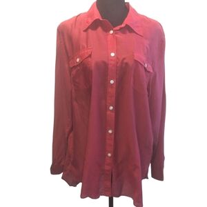 Denim & Supply Ralph Lauren Red Button Down Silk Shirt XL